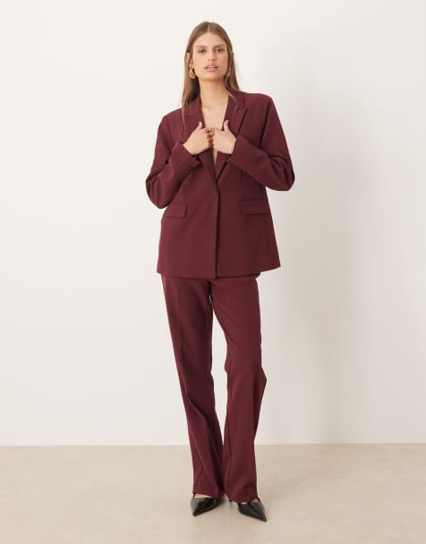 YAS - Elegante set met blazer en broek in bordeauxrood - view 1