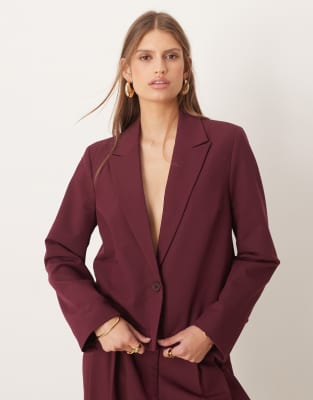 YAS - Eleganter kurzer Blazer in Burgunderrot, Kombiteil