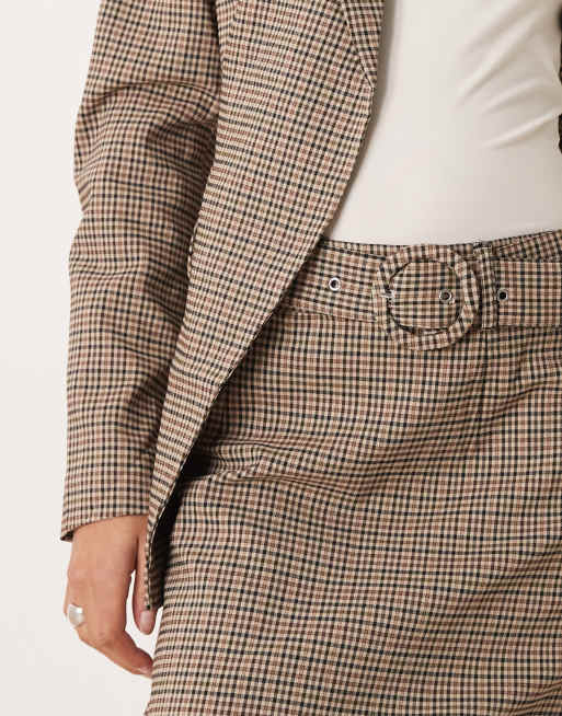 YAS – Eleganter Minirock in Braun kariert mit Gürtel, Kombiteil, 5 von 5