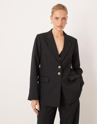 YAS - Eleganter Oversize-Blazer in Schwarz mit Knöpfen in Schildpatt-Optik