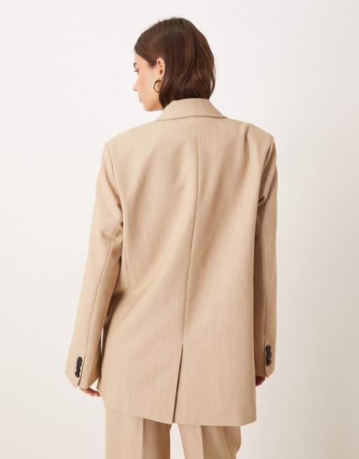 YAS – Eleganter, zweireihiger Blazer in Kamelbraun, Kombiteil, 4 von 4