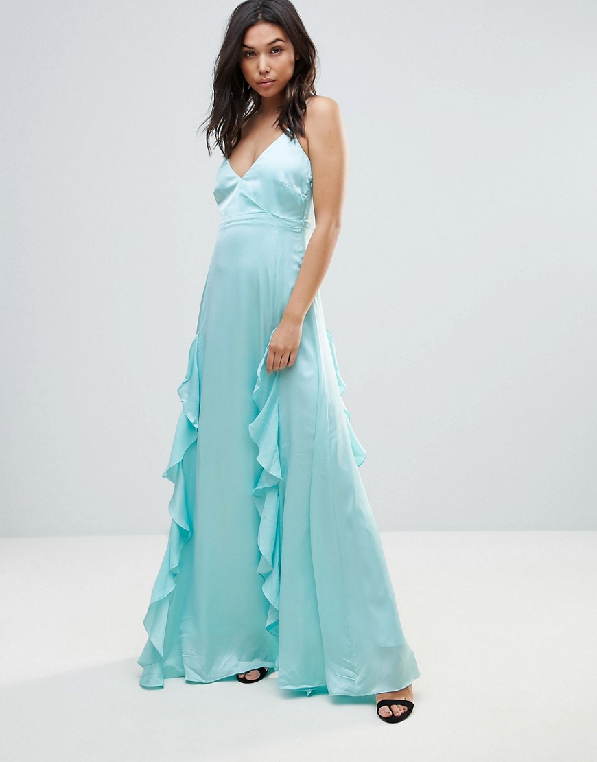 Y.A.S Elizabeth Waterfall Maxi Dress-Blue