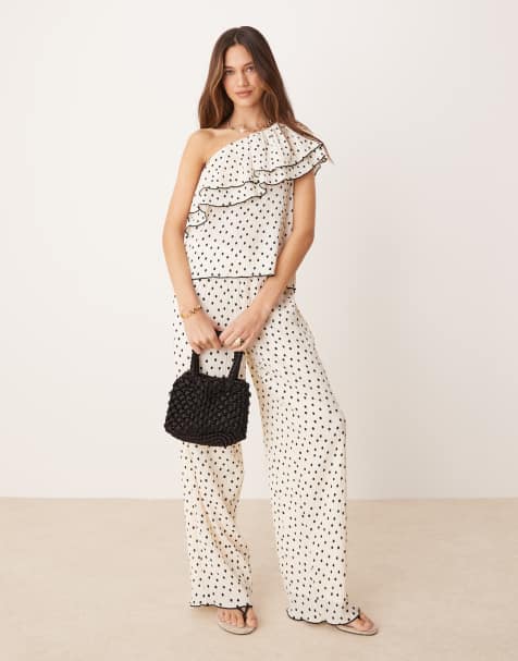 YAS - Ensemble avec top asymétrique et pantalon ample - Pois - view 1