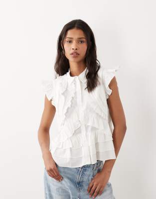 Y.a.s. Exaggerated Ruffle Blouse In White | ModeSens