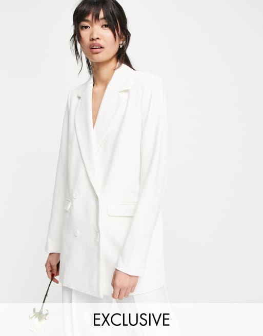 Y.A.S exclusive Bridal tailored blazer co-ord in white | ASOS