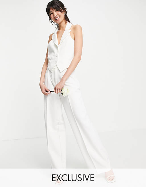 Y.A.S exclusive Bridal tailored waistcoat co-ord in white