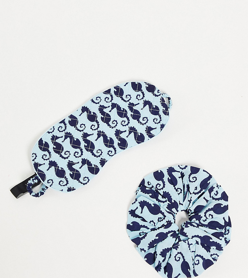 Y.a.s. Exclusive Eye Mask And Scrunchie Set In Seahorse Print-multi