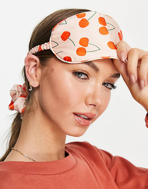 Y.A.S Exclusive eye mask & scrunchie set in cherry print
