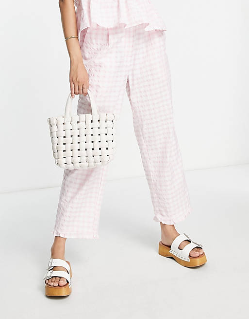 Y.A.S Exclusive gingham pants in pink (part of a set) 