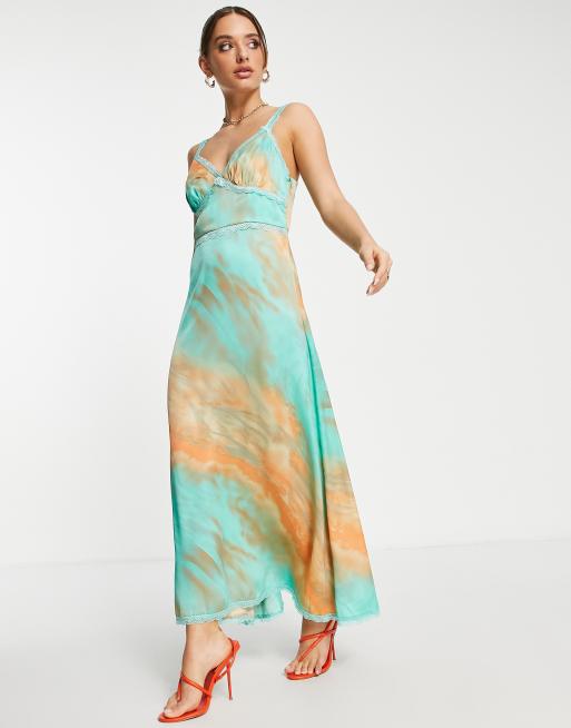 Blue and hotsell orange maxi dress