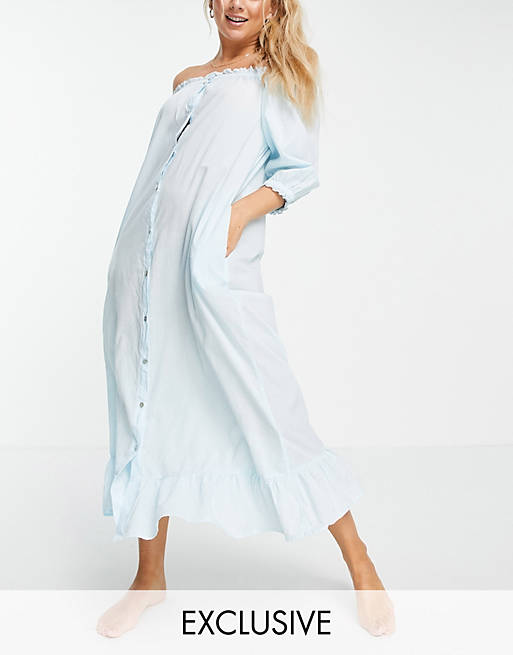 Y.A.S exclusive sleep dress with frill hem in blue
