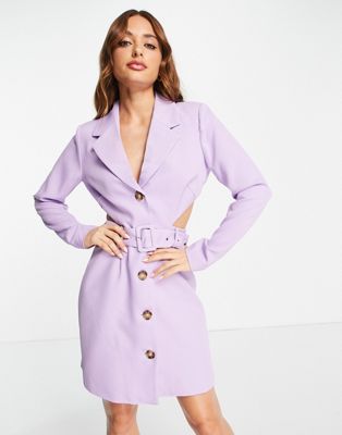 Y. A.S exclusive tailored blazer mini dress with cut out back and belt in purple
