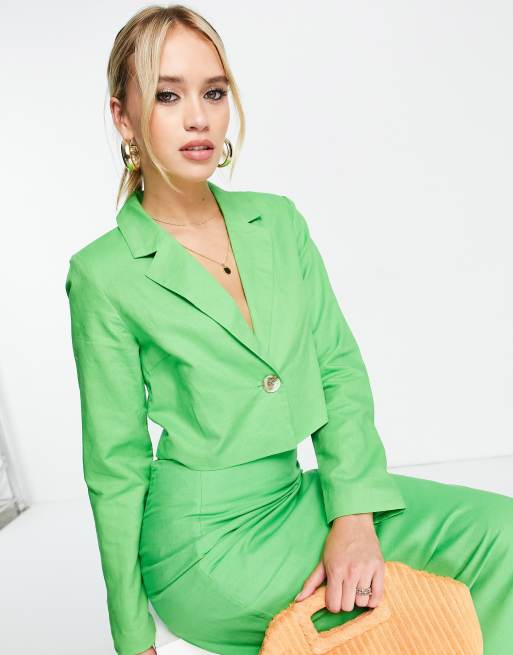 Green hotsell linen blazer