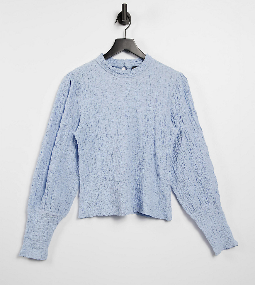 Y.A.S exclusive textured top with volume sleeves in blue-Blues