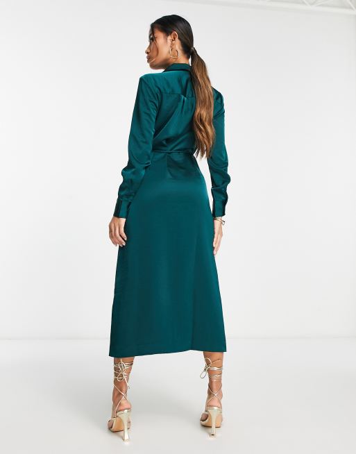 Y.A.S - Exclusives - Midi wikkeljurk met lange mouwen in blauwgroen , 2 van 4