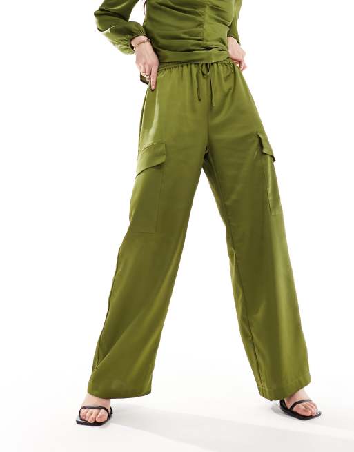 Y.A.S Ezra straight cargo pant co ord in olive green