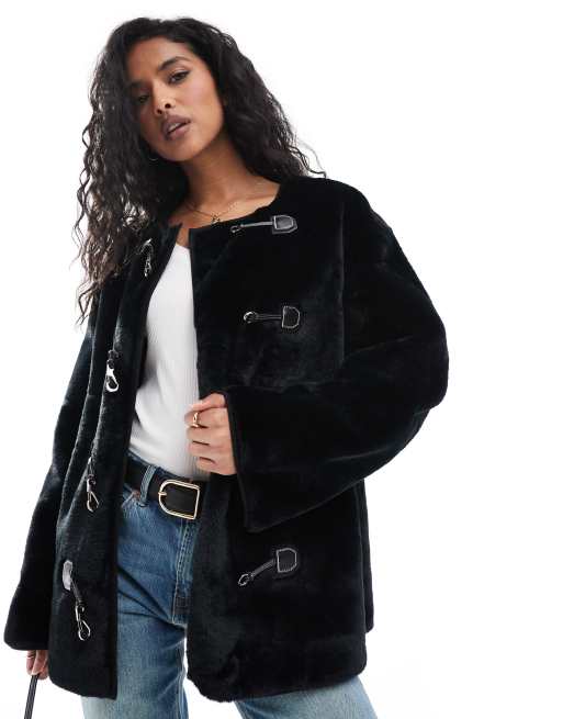 Asos black fur jacket best sale