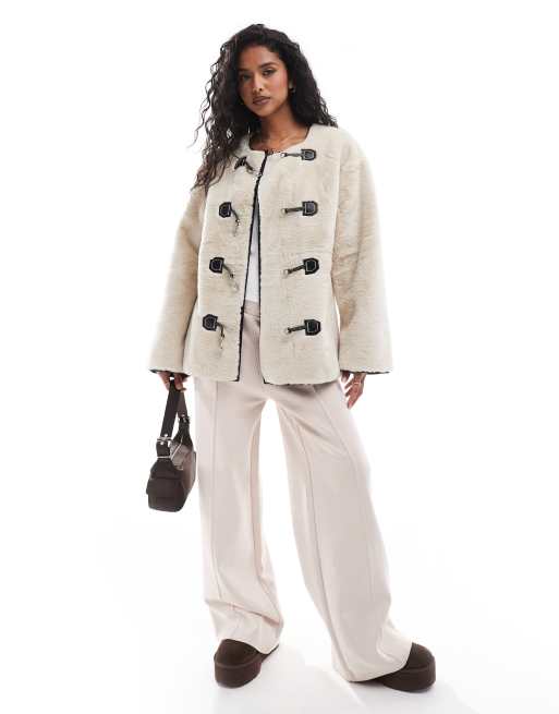 Yas faux fur coat top