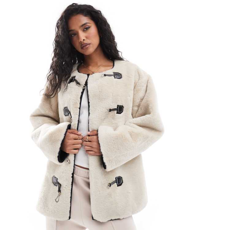 ジャケット・アウター libjoie Shawl collar fake fur jacket BRN LIBJOIE】Shawl collar fake fur jacket