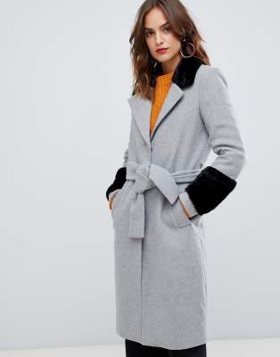 fur trim wrap coat