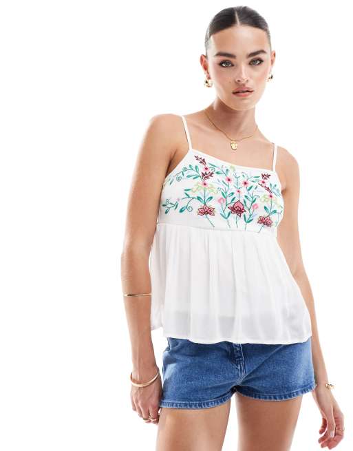 Y.A.S – Festival – Besticktes Camisole-Top in Weiß