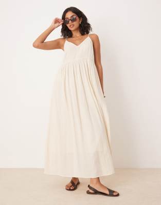[YAS] YAS Festival boho style crochet trim cami midi dress in cream-White 16 Birch