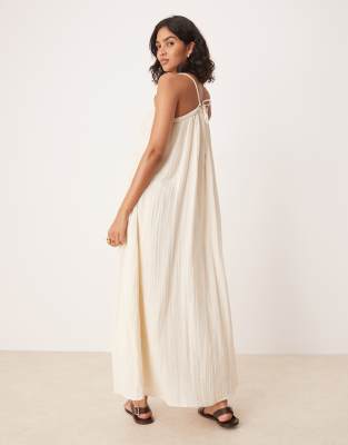 Y.a.s. Festival Boho Style Crochet Trim Cami Midi Dress In Neutral
