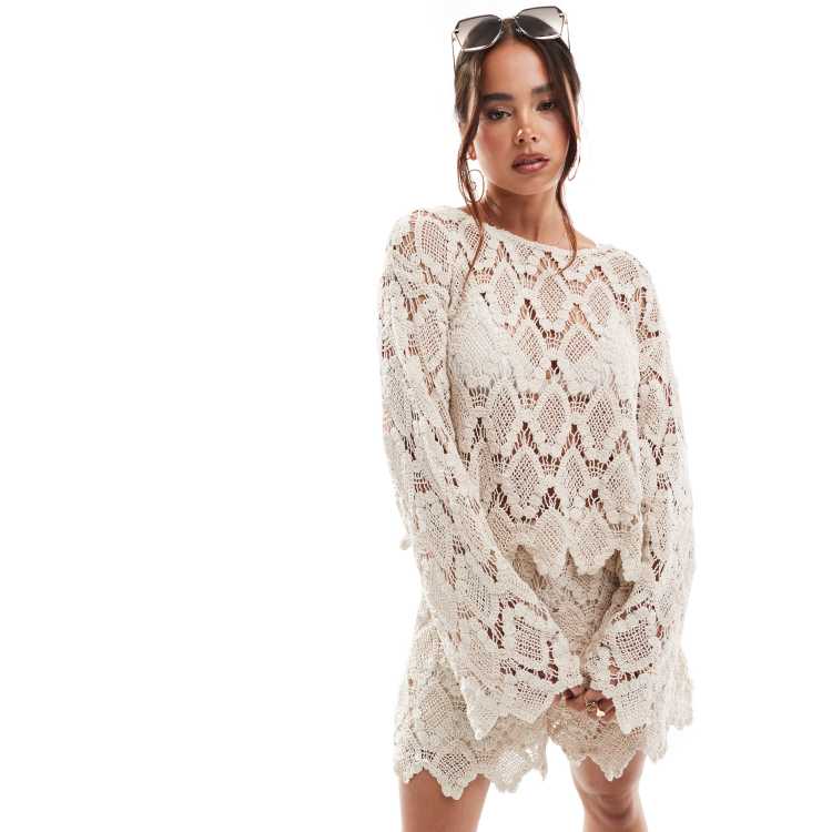 Bell Sleeve Long Sleeve Festival Top YAS Festival Crochet Bell
