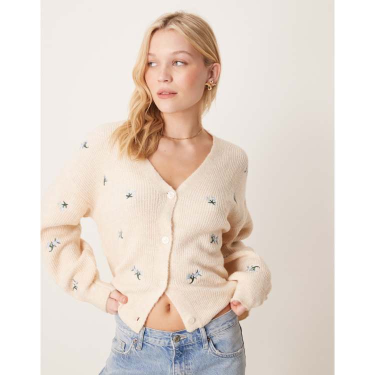 売れ筋商品|||ヤス ニット&セーター レディース アウター YASBOW EMBROIDED CARDIGAN - Cardigan - birch Y.A.S CARDIGAN - YASBow LS Embroided knit