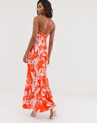 floral fishtail maxi dress