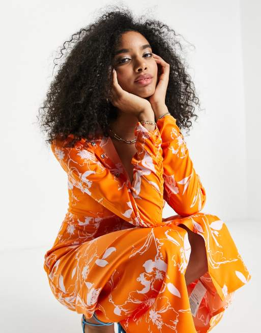 Asos design wrap front midi dress with cutout in floral print hotsell