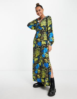 Y.A.S floral long sleeve maxi dress in multi