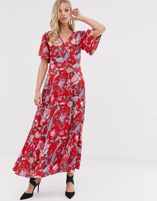 Y.A.S floral satin wrap maxi dress | ASOS