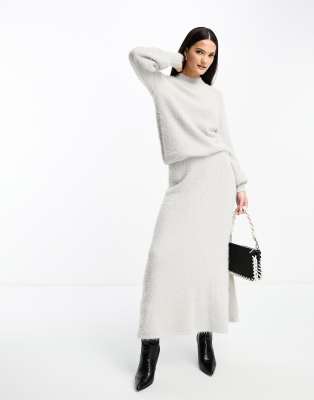 Y.A.S fluffy maxi skirt in gray - part of a set