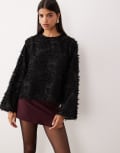 [YAS] YAS fluffy textured woven top in black 16 Black
