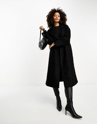 Y.A.S formal double breasted maxi coat in black