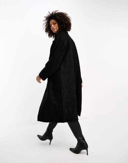 Black double outlet breasted maxi coat