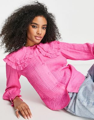 Y.A.S frill detail blouse in pink