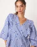 [YAS] YAS frill detail gingham blouse in dazzling blue 8 Dazzling Blue