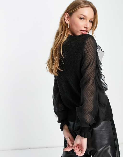 Black ruffle sleeve discount jumper