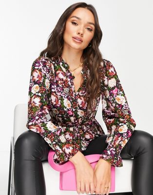Y.A.S Frilly floral top in multi - ASOS Price Checker