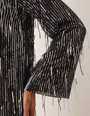Y.a.s. Fringed Sequin Mini Dress In Multi