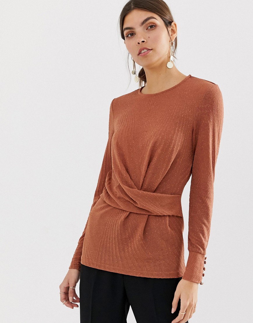 Y.A.S gathered long sleeved top-Beige