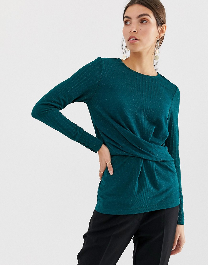 Y.A.S gathered long sleeved top-Green