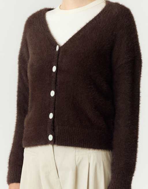 YAS gebreid vest in koffiebruin, 4 van 5