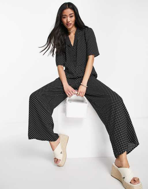 Y.A.S Geesa polka dot jumpsuit in black