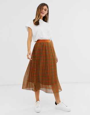 Y.A.S check pleated midi skirt-Multi Multi
