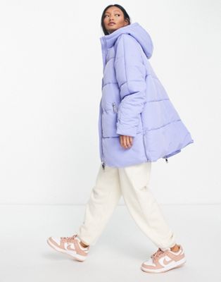 Y.A.S padded jacket with hood in pale blue  - ASOS Price Checker