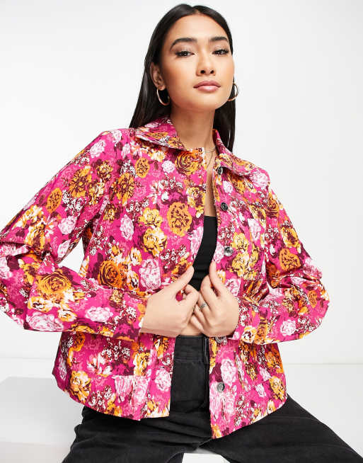 Y.A.S - Giacca in cotone rosa con stampa in coordinato 