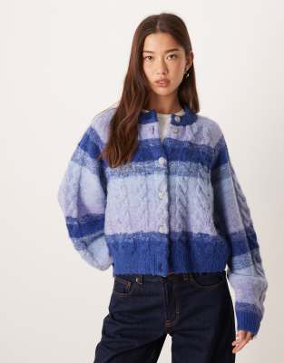 YAS - Gilet color block en maille épaisse de qualité supérieure - Bleu